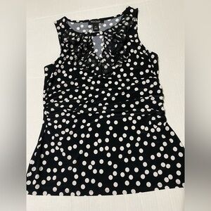 White House Black Market Black and White Polka Dot Blouse